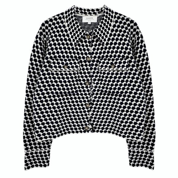 LA LIGNE Patterned Cropped Jane Jacket in Navy & Ivory S - Picture 1 of 11